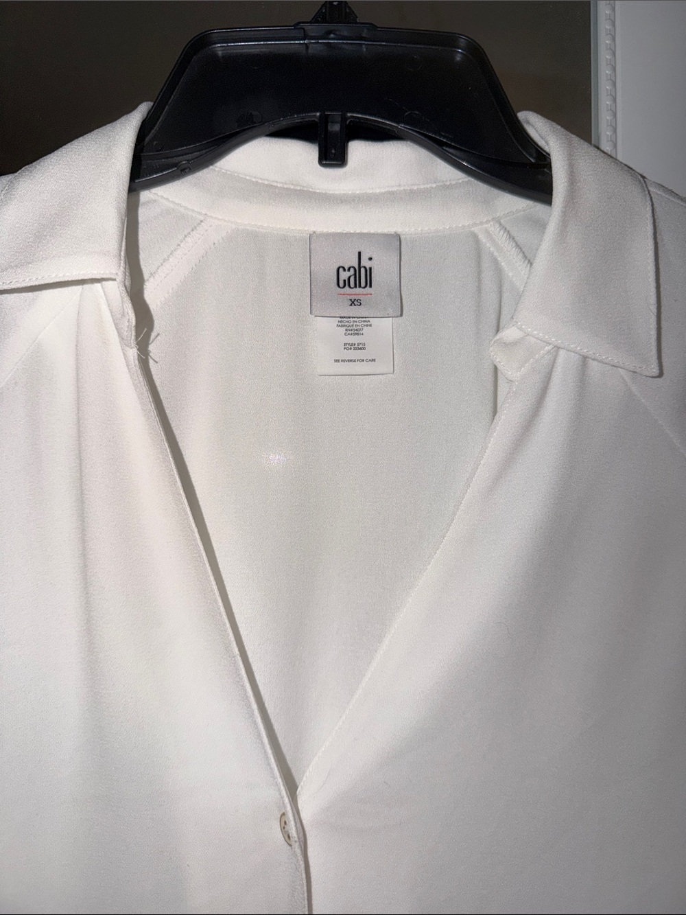 CAbi White Button-Front Relaxed Blouse